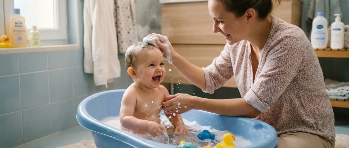 Donner le premier bain à la maison : les bons gestes pour installer bébé en toute sécurité